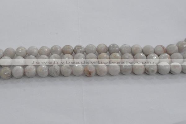 CAG8517 15.5 inches 12mm faceted round grey agate beads wholesale