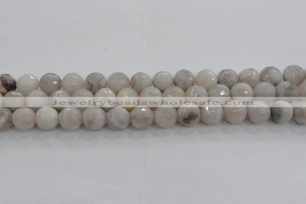 CAG8519 15.5 inches 16mm faceted round grey agate beads wholesale