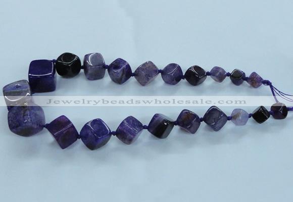 CAG8523 15.5 inches 9*10mm - 23*24mm cube dragon veins agate beads