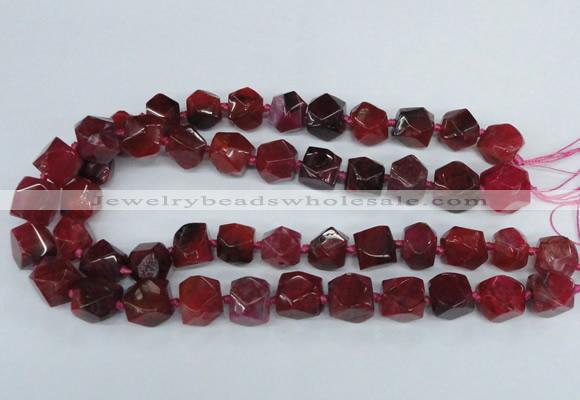 CAG8552 12*14mm - 14*15mm faceted nuggets dragon veins agate beads