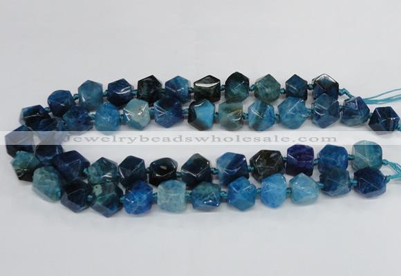 CAG8554 12*14mm - 14*15mm faceted nuggets dragon veins agate beads