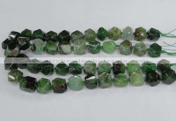 CAG8555 12*14mm - 14*15mm faceted nuggets dragon veins agate beads