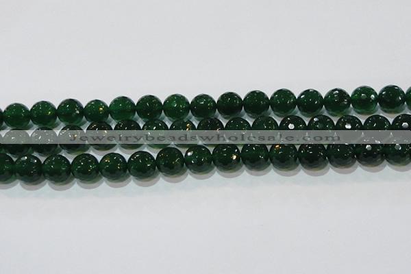 CAG8585 15.5 inches 14mm faceted round green agate gemstone beads