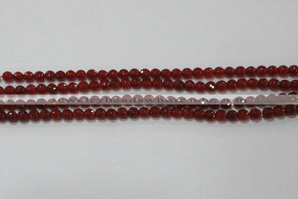 CAG8590 15.5 inches 6mm faceted round red agate gemstone beads