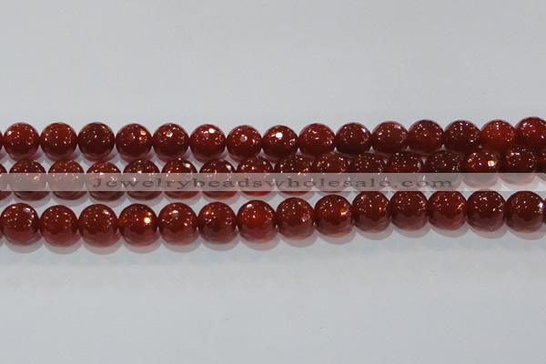 CAG8594 15.5 inches 14mm faceted round red agate gemstone beads