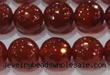 CAG8595 15.5 inches 16mm faceted round red agate gemstone beads