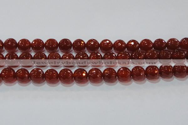 CAG8595 15.5 inches 16mm faceted round red agate gemstone beads