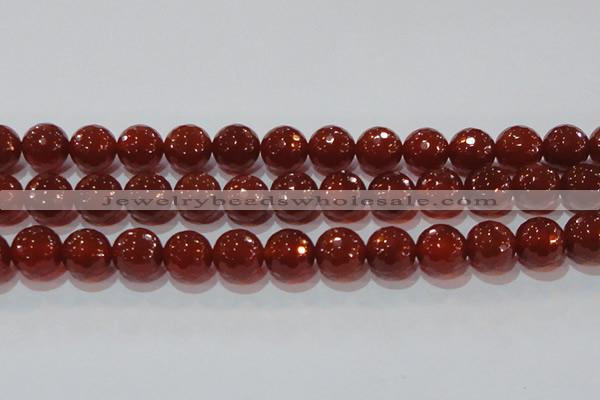 CAG8597 15.5 inches 20mm faceted round red agate gemstone beads