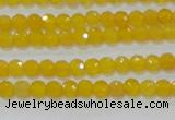 CAG8600 15.5 inches 4mm faceted round yellow agate gemstone beads