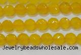 CAG8601 15.5 inches 6mm faceted round yellow agate gemstone beads