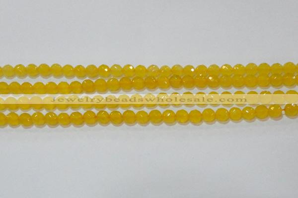 CAG8602 15.5 inches 8mm faceted round yellow agate gemstone beads