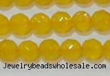 CAG8603 15.5 inches 10mm faceted round yellow agate gemstone beads