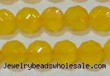 CAG8605 15.5 inches 14mm faceted round yellow agate gemstone beads