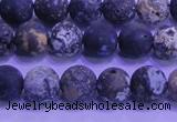 CAG8651 15.5 inches 6mm round matte blue ocean agate beads