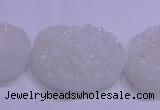 CAG8665 7.5 inches 22*30mm freeform white plated druzy agate beads