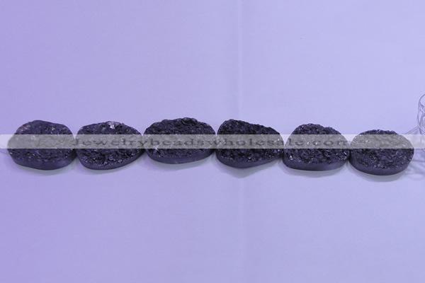 CAG8670 7.5 inches 22*30mm freeform black plated druzy agate beads