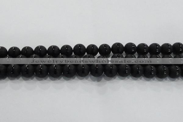 CAG8677 15.5 inches 10mm round matte tibetan agate gemstone beads