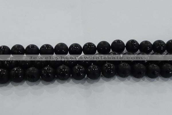 CAG8688 15.5 inches 12mm round matte tibetan agate gemstone beads