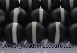 CAG8692 15.5 inches 10mm round matte tibetan agate gemstone beads