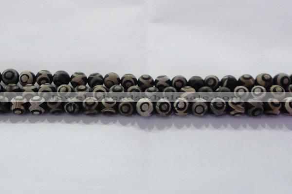 CAG8701 15.5 inches 8mm round matte tibetan agate gemstone beads