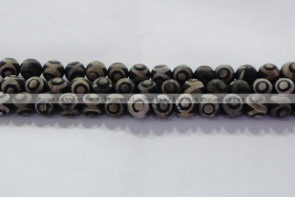 CAG8703 15.5 inches 12mm round matte tibetan agate gemstone beads