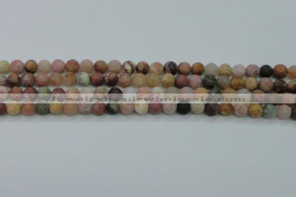 CAG8746 15.5 inches 6mm round matte rainbow agate beads