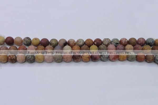 CAG8747 15.5 inches 8mm round matte rainbow agate beads