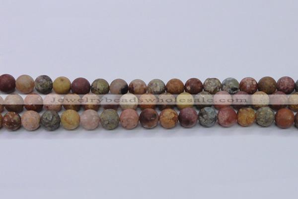 CAG8748 15.5 inches 10mm round matte rainbow agate beads