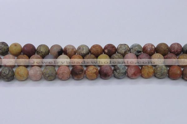 CAG8749 15.5 inches 12mm round matte rainbow agate beads