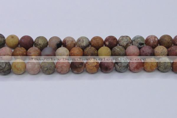 CAG8750 15.5 inches 14mm round matte rainbow agate beads