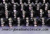 CAG8855 15.5 inches 6mm faceted round agate with rhinestone beads