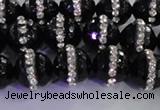 CAG8858 15.5 inches 12mm faceted round agate with rhinestone beads