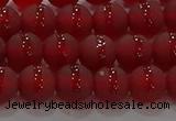 CAG8901 15.5 inches 6mm round matte red agate beads wholesale