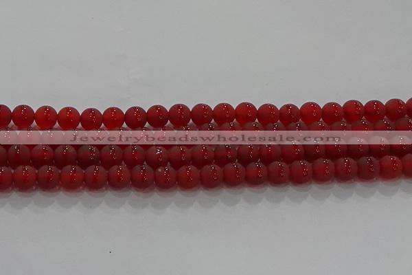 CAG8901 15.5 inches 6mm round matte red agate beads wholesale