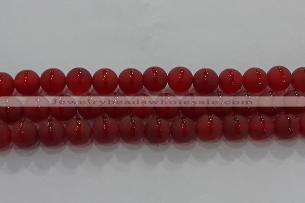 CAG8903 15.5 inches 10mm round matte red agate beads wholesale