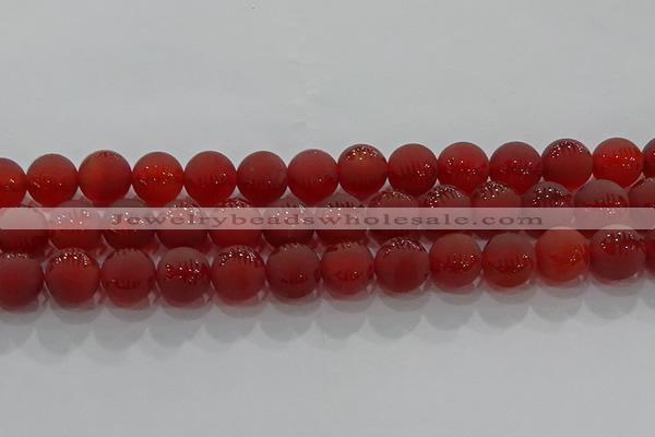 CAG8908 15.5 inches 8mm round matte red agate beads wholesale