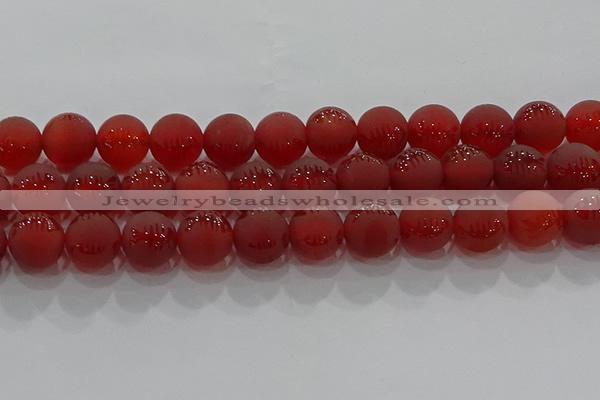 CAG8909 15.5 inches 10mm round matte red agate beads wholesale