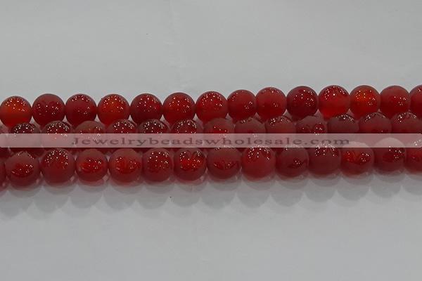 CAG8914 15.5 inches 8mm round matte red agate beads wholesale