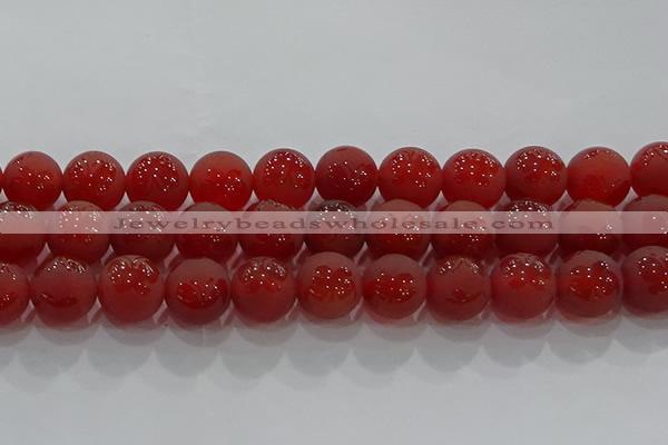 CAG8916 15.5 inches 12mm round matte red agate beads wholesale