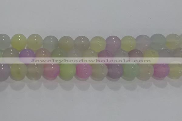 CAG8933 15.5 inches 10mm round matte colorful agate beads wholesale