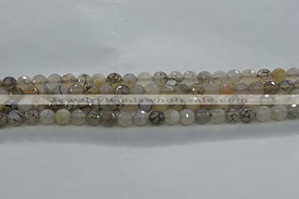 CAG9035 15.5 inches 6mm faceted round dragon veins agate beads