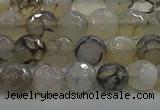 CAG9036 15.5 inches 8mm faceted round dragon veins agate beads