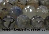 CAG9038 15.5 inches 12mm faceted round dragon veins agate beads