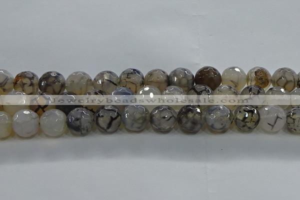 CAG9038 15.5 inches 12mm faceted round dragon veins agate beads