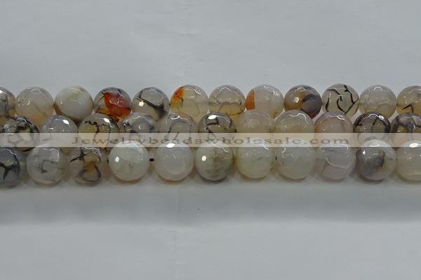 CAG9039 15.5 inches 14mm faceted round dragon veins agate beads