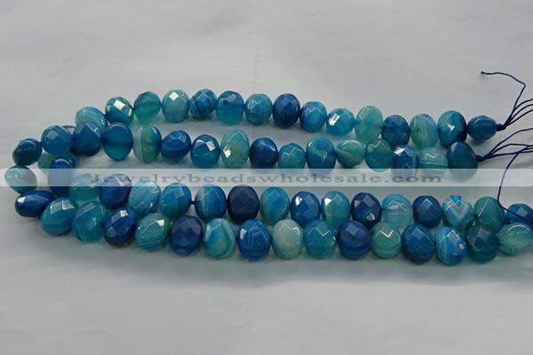 CAG9045 15.5 inches 12*16mm faceted oval line agate beads