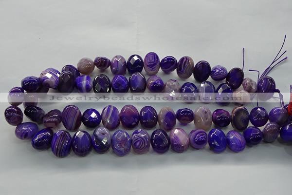 CAG9049 15.5 inches 13*18mm faceted oval line agate beads