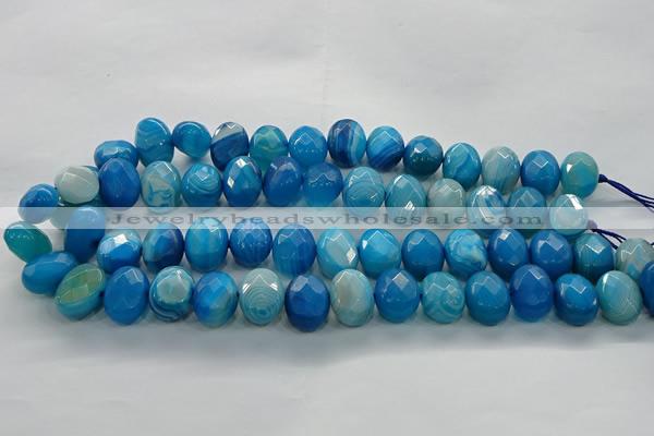 CAG9051 15.5 inches 13*18mm faceted oval line agate beads