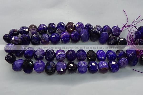 CAG9055 15.5 inches 15*20mm faceted oval line agate beads