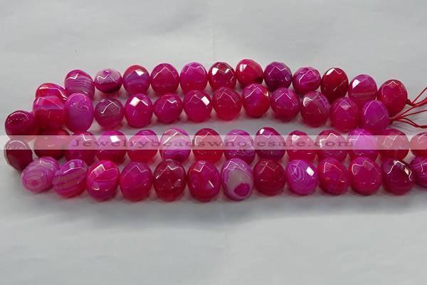 CAG9056 15.5 inches 15*20mm faceted oval line agate beads